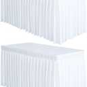 2 Pack White Table Skirt, Tablecloth for Weddings, Banquets, or Restaurants