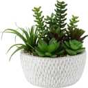 Briful Small Fake Plants Assorted Faux Succulents in Pots Realistic Succulents Plants Artificial with Cement Pots for Home Table Office Desk Bathroom Shelf Living Room Decor