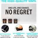 Inspirational Wall Stickers for Living Room: Motivational Quotes Office Gym School Classroom Garage Bedroom Vinyl Art Wall Decals - One Life One Chance No Regret 25" X 7" (Small)
