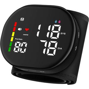 Double love Wrist Blood Pressure Monitor for Home Use - Upgraded Large LED Screen, Dual User 240 Memories with Carrying Case, Voice Broadcast, Adjustable bp Cuff (13.5-19.5cm) - Black