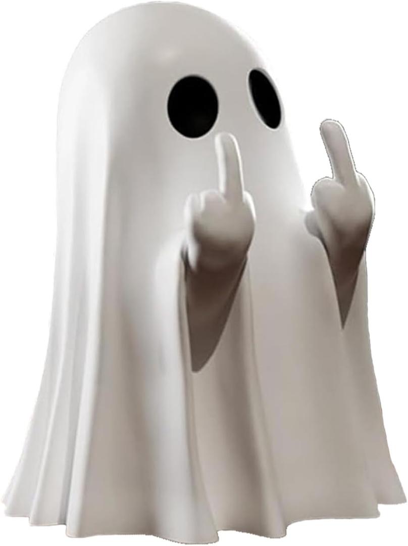 Halloween Ghost Figurine Ghost Decor, 2025 Funny Ghost Statue, Cute Spooky Resin Ghost Statue for Gift Props Tabletop Home Office Desk Decor