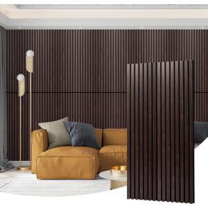 AMZDEPOT Wood Slat Wall Panel, 48'' x 24'' Wood Panels for Wall, 3D Soundproof Wall Panels, Large Acoustic Panels for Interior Ceiling and Wall Decor Noise Reduction, 2 Pack, Walnut