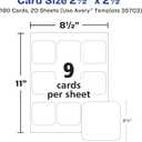 Avery Clean Edge Printable Square Cards with Sure Feed Technology, Rounded Corners, 2.5" x 2.5", White, 180 Blank Cards for Laser Printers (35703)