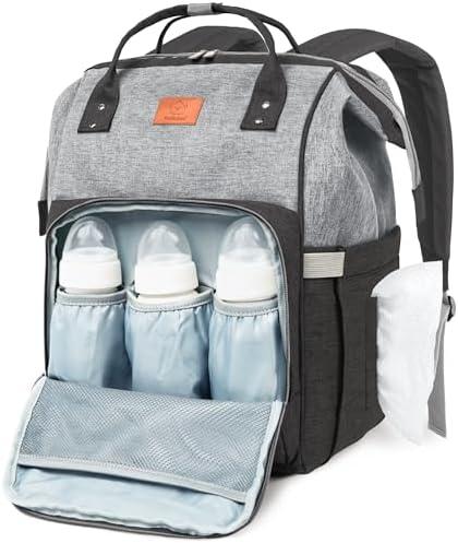 KeaBabies Baby Diaper Bag Backpack - Large Baby Bag for Boys, Girls, Waterproof Multi Function Travel Diaper Backpack with Changing Pad, Durable Travel Essentials for Moms and Dads (Graphite)
