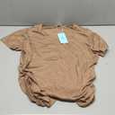 WIHOLL Womens Summer T-Shirts Short Sleeve V Neck Dolman Tops with Side Shirring Loose Fit Shirts Spring Fashion (Medium, 4-coffee)