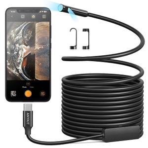 Anykit Dual Lens Endoscope With Adjustable Lights, Type C Borescope for Sewer, IP67 Waterproof Semi-Rigid Snake Camera, 1080HD Industrial Scope Inspection, Gadgets for Men (16.5 ft)