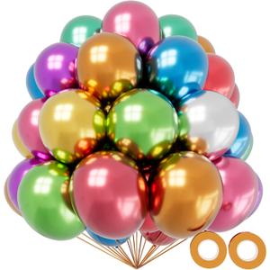 KAWKALSH Metallic Colorful Balloon 12 Inch, 110pcs Latex Party Balloons Helium Bright Color for Birthday Baby Shower Wedding Party Supplies Arch Garland Decoration (B03-metallic Mult)