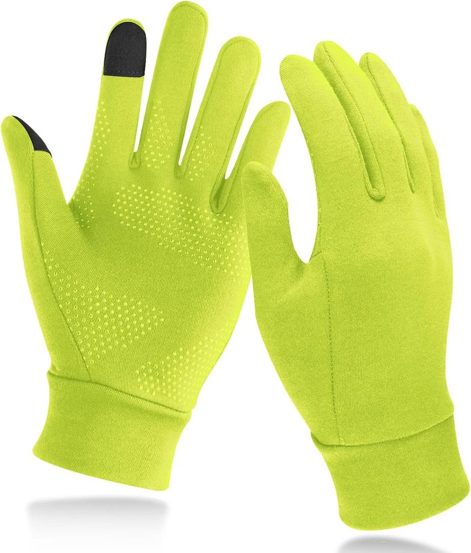 Unigear Lightweight Running Gloves, Touch Screen Anti-Slip Warm Gloves Liners for Cycling Biking Sporting Driving for Men Women (Medium, Chartreuse)