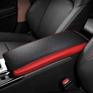REMOCH Center Console Armrest Cover for Camry Accessories 2025 2026 Interior Camry (LE/SE/XLE/SXE) Leather Arm Rest Seat Middle Console Box Lid Protector (New Black with Red)