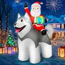 zukakii 87FT Christmas inflatables Santa Riding Husky Dog, Giant Christmas Decoration Outdoor Built-in Bright LEDs Blow Up Yard Decoration Blowups for Holiday Party Xmas New Year
