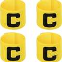 4 Pcs Soccer Football Captain Armband Adjustable Nylon Elastic Protective C Arm Badge