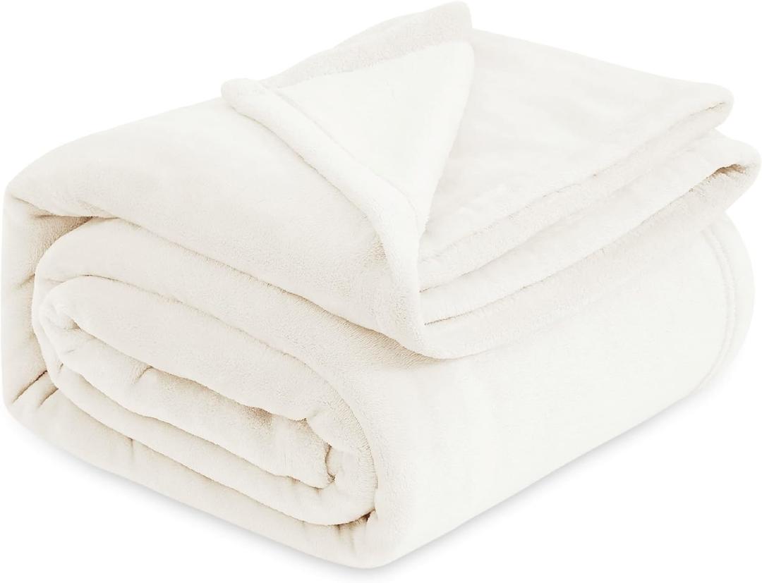 Bedsure Fleece Blanket California King - Lightweight Plush Fuzzy Cozy Soft Blankets for Bed, Cream, 102x96 inches (California King (102" x 96"))
