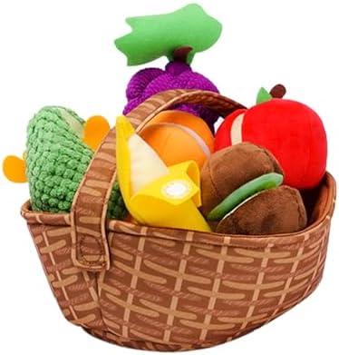 Toddler Pretend Play Food Toy 12M+, Soft Plush Baby Montessori Fruit Basket, Kid Sensory Kitchen Grocery Playset Early Educational Gift for 1 2 3 Year Infant Boy Girl