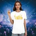 MAIHUN Beautiful Crazy Shirts Women Country Music Tshirt Funny Letter Printed Tee Casual Short Sleeve Tops (White, L)