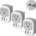 3 Pack European Travel Plug Adapter, TESSAN US to Europe Plug Adapter with 3 USB Ports (1 USB C), Type C Power Adaptor for EU International Italy Spain France Greece Iceland Germany