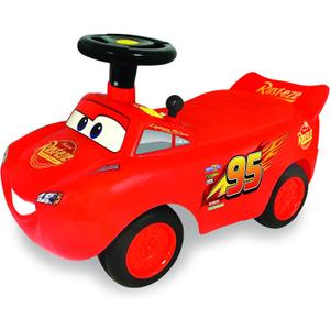 Kiddieland Lightning McQueen Racer Ride-On Car for Toddlers, Engine Sounds, Music, Lights, Steering Wheel, Foot-to-Floor Push Toy, Ages 1-3, Large