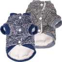 Dog Sweater, Dog Sweaters for Small Dogs, 2, 3 Pack Warm Soft Pet Clothes for Puppy, Medium Large Cat, Dogs Girl or Boy, Dog Shirt for Winter Christmas (Coat Grey+Navy, XX-Small)
