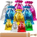 WXJ13 20 Pieces Christmas Gift Bags, Drawstring Gift Bags, Christmas Wrapping Bags with Drawstring Ribbons, Gift Bags Assorted Sizes Inserted Tags for Wrapping Holiday
