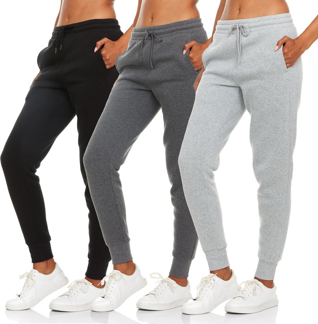 BottomLine 3 Pack Sweatpants Women, Comfortable Womens Sweatpants, Fleece Womens Joggers (Medium, Combo 1)