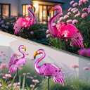 Solar Lights Outdoor,Flamingo Gifts for Women,Pink Flamingos for Yard Art Decor,Solar Metal Flamingo Lights Outdoor,Solar Powered Statues for Garden Yard Lawn Patio