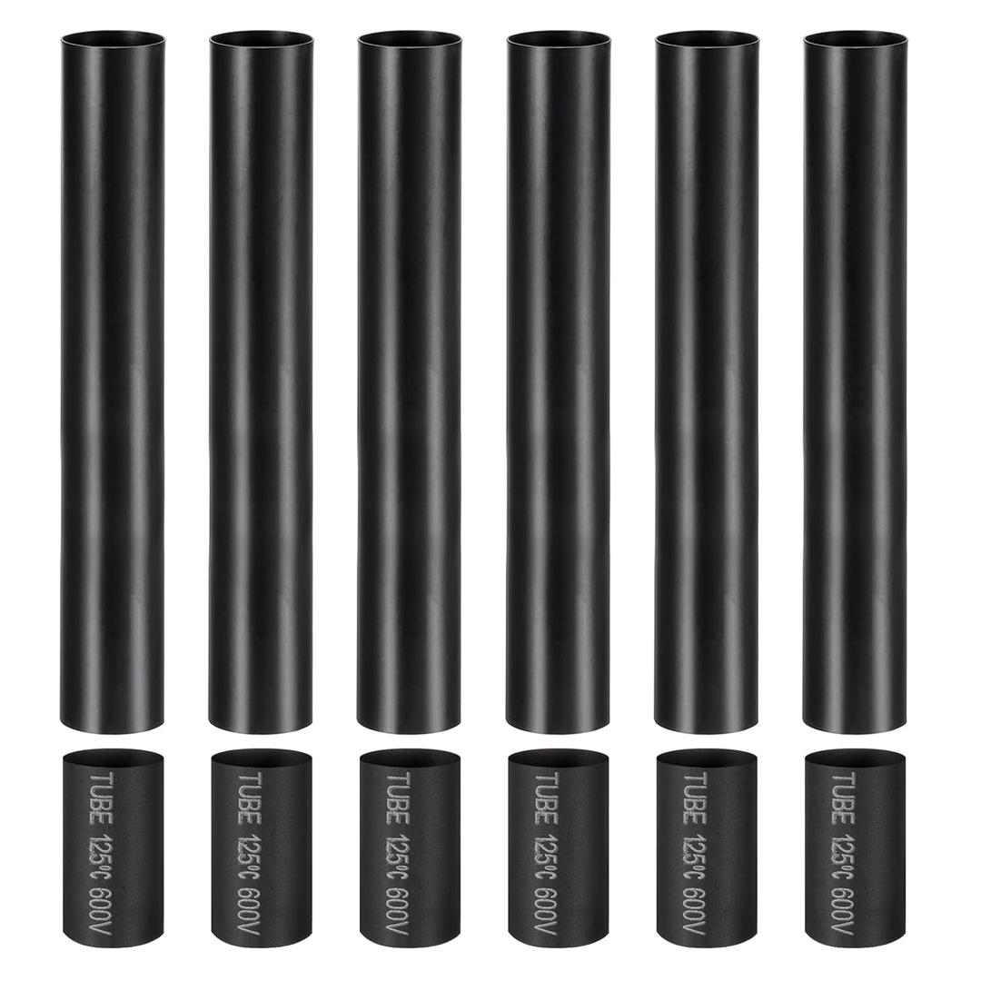 PATIKIL 6" Tall Candle Covers Sleeves, 6Pcs Metal E12 Chandelier Socket Sleeves with Insulation Heat Shrinkable Flame Retardant Tube Bulb Light Base Holder for Lamps, Black