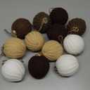 VioraWhite 12 Pcs Neutral Christmas Ornaments, 3.15 Inch Brown Crochet Christmas Balls Modern Rustic Handmade Knitted Woven Cotton Baubles for Xmas Tree Farmhouse Holiday Decor (Light Beige, Tan, Brown, White)