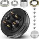 12" x 2" Trailer Brake Drum Kit, 6-Hole, 5.5" Bolt Circle Brake Drum for 5200 lb, 6000 lb Axles, Replacement Brake Hub Drum Assembly for Rvs, Trailer and Semi Truck