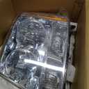 APSVE Headlights Assembly Fit for 2007-2014 Chevy Tahoe,For 07-13 Chevy Suburban Avalanche Replacement Headlamp Pair OE style, Chrome Housing Amber Side