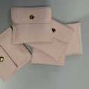 uxcell 5 Pcs Microfiber Jewelry Pouches with Insert Pad, 8 x 8cm Snap Button Jewelry Velvet Gift Bags Organizer for Rings Necklace Bracelet, Pink