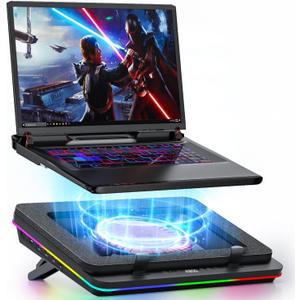 IETS GT600 RGB Laptop Cooling Pad Equipped with Gigantic Turbo-Fan5.5inch Diameter,Sealed Foam for Rapid Cooling Gaming Laptop,14.1-19.3 inch Laptop Cooler with 3-Port USB Hub,Dust Filter