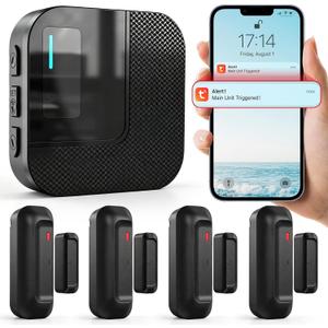 WiFi Door Chime, SanJie Door Sensor Alarm with Phone Notifications for Kids Safety & Dementia Care, Door Open Alert for Home Security and Business Use, 20 Chimes, 5 Volume Levels, 2.4GHz Only