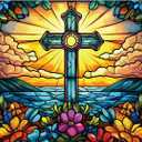 1000 Piece Stained Glass Cross Jigsaw Puzzle for Adults | Challenging & Colorful Design | Perfect for Family Game Nights & Thoughtful Gifts