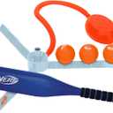 Nerf Airtee Kids Baseball Tee Set - Youth Baseball Stomp Launcher Batting Practice Toy - Includes 21" Plastic Jumbo Bat + (3) Foam Baseballs