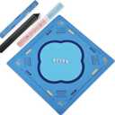 Mahjong Mat & Mah Jongg Mat for Table - Waterproof & Silent, 3mm Thick Non-Slip Game Pad with Unique Designs, Carry Bag & Gift Tube - Premium Mahjongg Accessories (31.5" x 31.5",Blue)