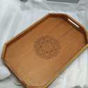 Vesta Homes Extra Large Wooden Serving Tray for Home, Kitchen, Breakfast, Restaurant, Office Organizer, Dining Table | Premium Acacia Wood |18 * 12 * 3 Inches | Handcrafted in India