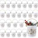 meekoo 24 Pcs Gold Snowflake Buckets with Handles Bulk 4.69 x 3.78 x 4.8 Inch Small Winter Holiday Buckets for Gifts Cute Candy Pails Holiday Storage Baskets for Winter Party