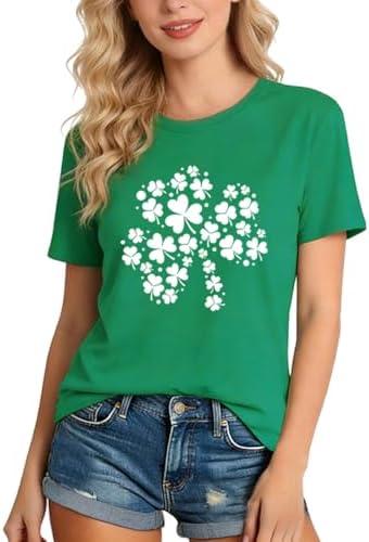 GONOSEED 【6Size Shirt+Earrings】 St Patricks Day Shirt Women St Patricks Day Outfits for Women Shamrock Earrings Accessories, Small