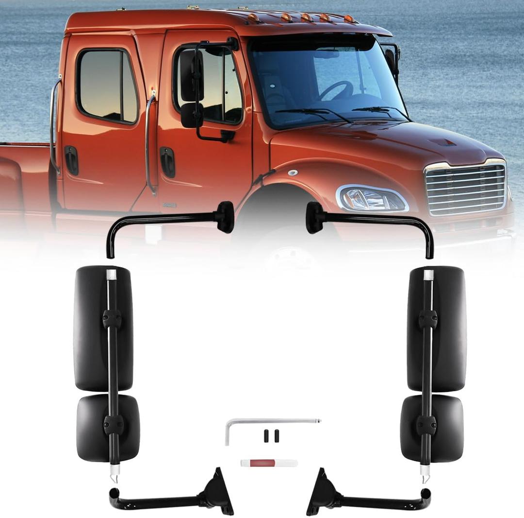 Door Mirror Assembly for Freightliner M2, Door Mirror with Arm Fit for Freightliner M2 2004-2016 Truck (Painting (Black), Split body- Left)