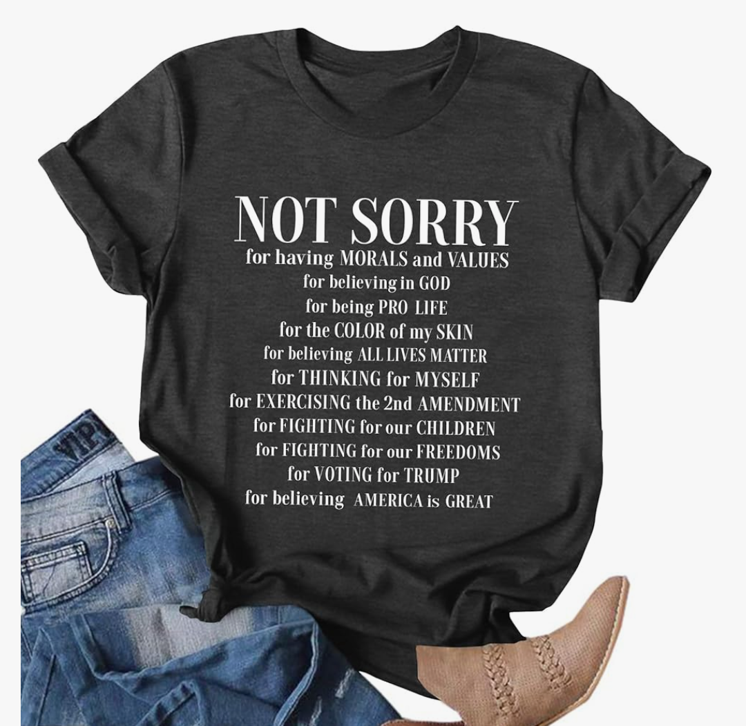 Not Sorry Shirts for Women American Flag T-Shirt 4th of July Outfits Patriotic Tshirt Fourth of July Short Sleeve Tee XXL