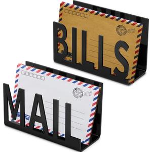 2 Pcs Mail Bill Organizers Holders for Desk Mail Holder Countertop Hollow Sorter Letter Decorative Bill and Desk Vertical Envelope Holder