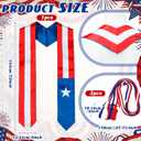 Puerto Rico & American Flag Graduation Stole Sash with Honor Cords - Red White Blue Class of 2026 Graduation Gift, First Generation Graduate Stole for Study Abroad & International Graduates