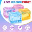 Chridark Ice Cube Fidget Toy for All Ages: 4 Pcs Sensory Squishy Fidget Toys, Square Stress Balls, Classroom Prizes, Anxiety Relief Stress Cube Gift for Kids Teens Adults