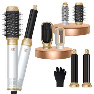 UKLISS 6 in 1 Blow Dryer Brush,Hair Dryer Brush with Ionic Technology, Multifunctional Styler Styling Tools, Auto Air Curler for Hair, Fast Styling for Most Hair Types, Safe ALCI Plug (White Gold)