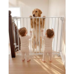 Babelio Removable & No Bottom Bar Baby Gate, 29-43" Hardware Mounted (Drill Needed)| Wide Walk-Thru| Auto-Close Safety Dog/Pet Gate for Stairs & Doorways (White, 29-43" W, 30" H)