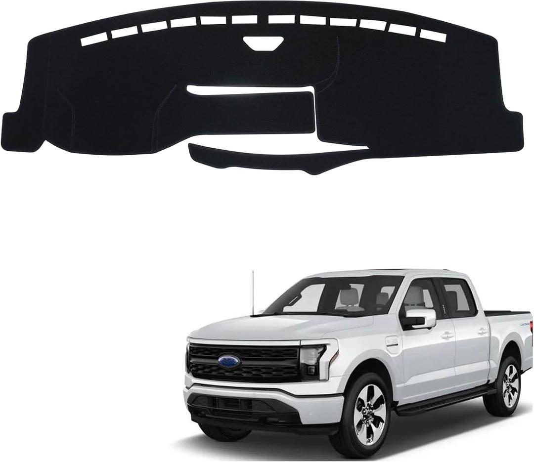 Dashboard Mat Cover Interior Center Console UV Rays Protector Compatible with Ford F150 Lightning (Only Fit for 15.5-inch Touchscreen) 2022-2025 Dash Board Mat Carpet Accessories