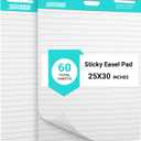 Lined Sticky Easel Pad, 25 in x 30 in,Flip Chart Paper,Sticky Chart Paper for Teachers, Large Self-Stick Easel Paper,Super Sticky & Bleed-Resistant,30 Sheets/Pad,2 Pads
