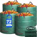 4 Pack 72 Gallons Reusable Yard Waste Bag, Large Lawn and Leaf Bags with 4 Reinforced Handles, Heavy Duty Large Garden Waste Bin Container for Leaves, Grass Clippings, Camping Yard Recycling