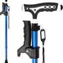 Hold 440 Lbs Walking Cane for Men & Women Aluminum Alloy Lightweight Height Adjustable Walking Stick Heavy Duty Foldbale Free Standing Cane with LED for Seniors Adults (Blue)