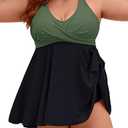 Edelqual Womens Plus Size Tankini Swimsuit Two Piece Tummy Control Bathing Suits Swim Dress Swimwear with Shorts 4XL