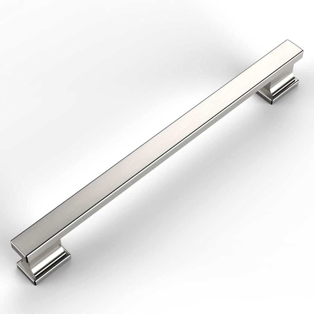 Amerdeco 8 Pack Brushed Satin Nickel Cabinet Pulls 7 Inch Hole Centers Kitchen Cabinet Handles Hardware Cabinet Kitchen Handles for Cabinets Cupboard Handles Drawer Pulls ZH00013